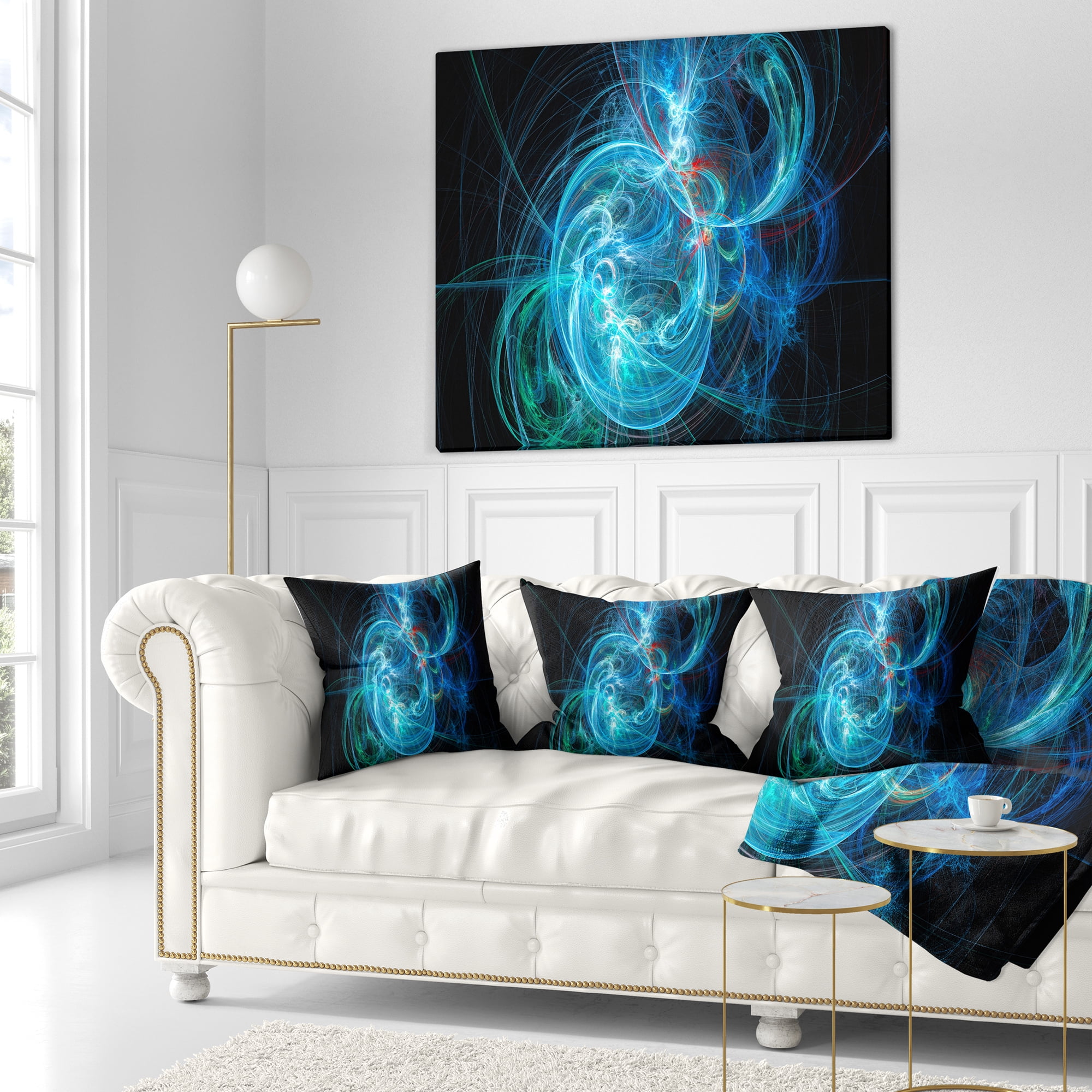 Designart Blue Ball of Yarn - Abstract Throw Pillow - 16x16