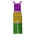 thumbnail image 3 of DDAPJ pyju Womens Mardi Gras Jumpsuit Novelty Carnival Party Mask Print Long Playsuit Adjustable Straps Wide Leg Rompers Parade Party Overalls Multicolor#5 XXL, 3 of 5