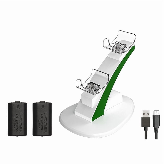 Xbox Dual Controller Charging Dock with Rechargeable Battery Packs - High-Speed "Plane" Style Charger Station, Overcharge Protection, LED Indicators | Xbox Accessories