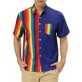thumbnail image 1 of INSPIRE CHIC Chemise d'Été à Manches Courtes Rayée Patchwork pour Hommes TG Bleu Arc-en-Ciel, 1 of 6