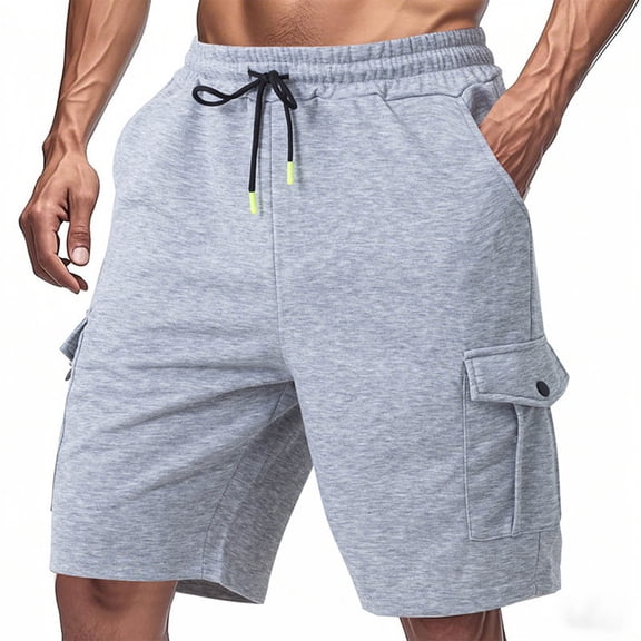 FUZHIQ Mens Shorts Casual 6 Inch Inseam High Waist Drawstring Cotton Shorts Classic-Fit Walking Summer Shorts Pull-On Knit Shorts with Pockets Daily Wear,XXXL
