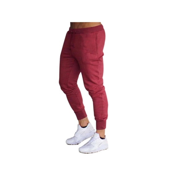 Men'S Slim Joggers Workout Pants For Gym Running And Bodybuilding Athletic Bottom Sweatpants With Deep Pockets Red S