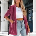 thumbnail image 4 of AOMPMSDX Women's Jackets & Coats Womens Gold Velvet Jacket Open Front Cardigan Coat Leisure Suit Cardigan Coat Fall Outfits Fashion Clothes Tops Jacket Coats XXL Hot Pink, 4 of 6