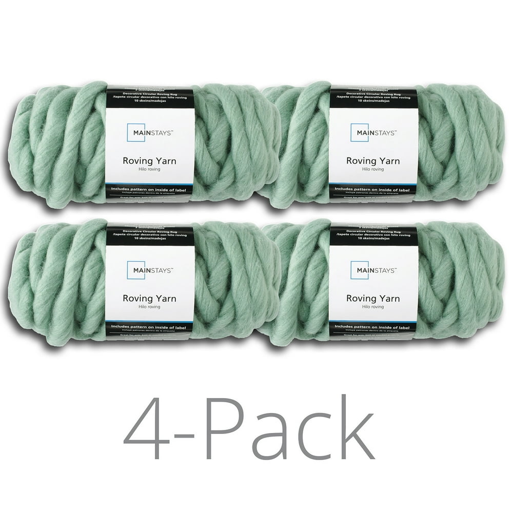 Mainstays 26 yd. Roving Yarn, Green Sage, 100 Acrylic, Pack of 4
