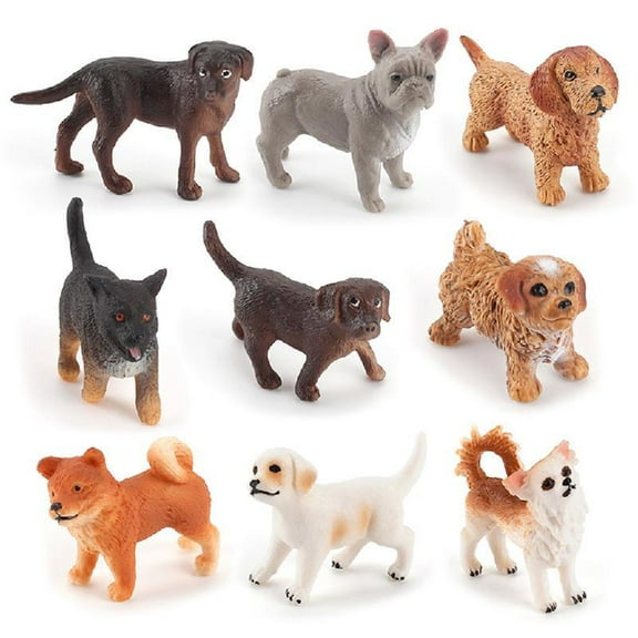 Tizuqe 9 Pcs Pet Dog Figurines Toys Pet Animal Figures Set Painted Realistic Shepherd Model for Kids Toddlers Educational Toys