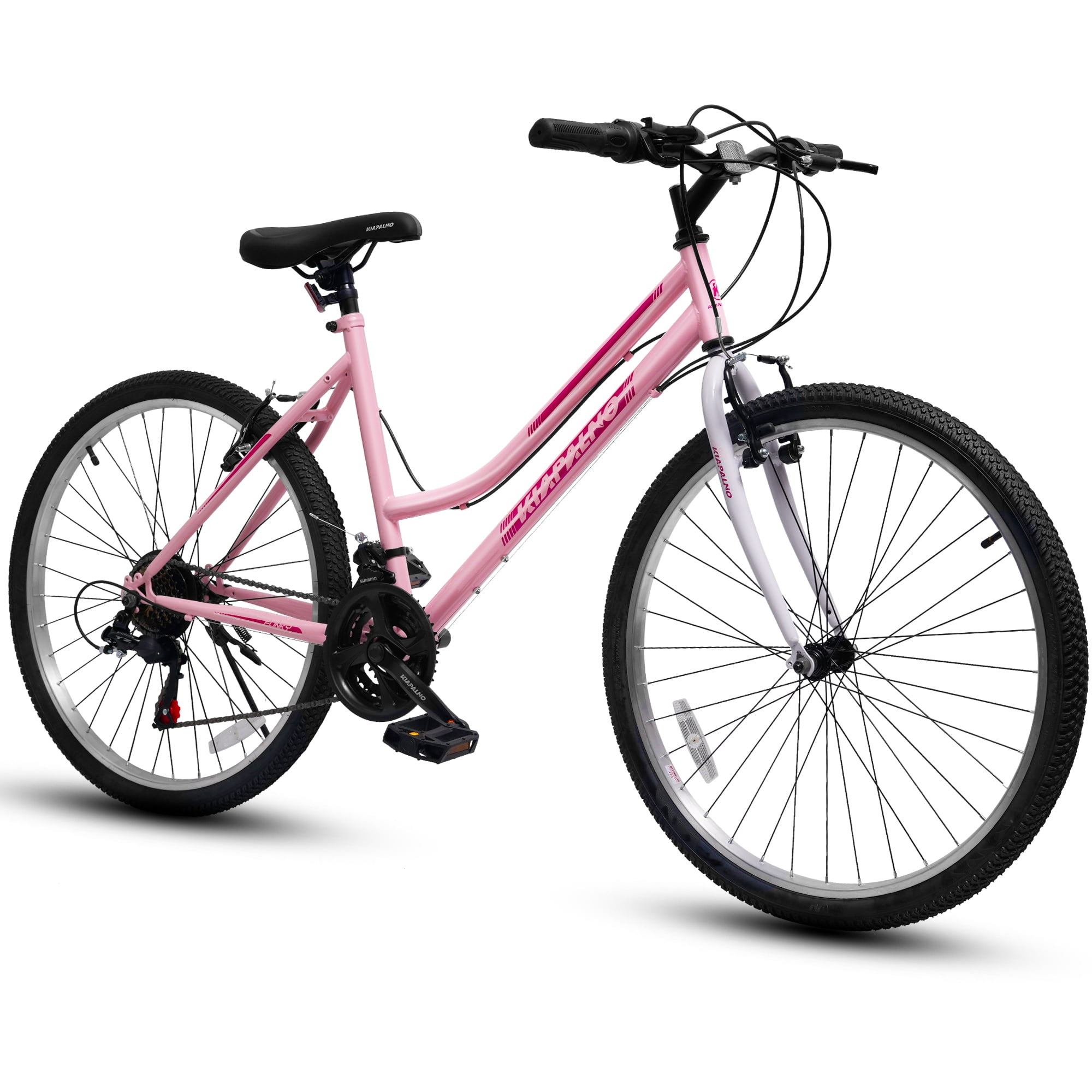 24 Inch Mountain Bike for Girls Women, 21 Speed Mountain Bicycle with V-Brake and Carbon Steel Frame, Female Commuting City Bike to School Work, Pink