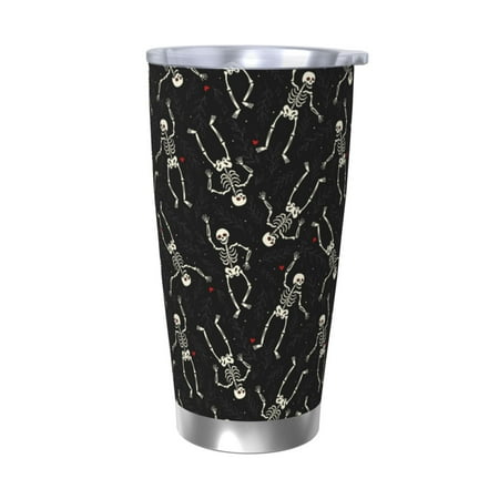 

Goofa Happy Skeletons Dancing for 20 oz Skinny Tumbler Stainless Steel Coffee Mug Slim Vacuum Insulated Travel Cup Car Cup-Without Straw