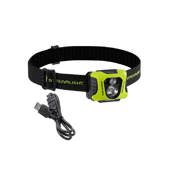 Streamlight Enduro Pro USB Rechargeable 200 Lumen Headlamp - Spot and Flood Beam, Includes USB Cable and Elastic Head Strap - Yellow