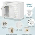 thumbnail image 5 of PORKISS 36" Bathroom Vanity with Ceramic Sink, Freestanding Bathroom Storage Cabinet with Flip-Out Drawer, 3 Drawers and 2 Doors, Wood Bathroom Vanity Cabinet with Gold Hardware, White, 5 of 12
