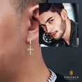 thumbnail image 7 of KRKC&CO 14k Gold Plated Cross Earrings for Men, Sterling Silver Hoop Earrings with Cubic Zirconia, Cross Dangle Earrings, 15mm, 7 of 7