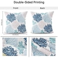 thumbnail image 5 of Nautical Coastal Throw Pillow Covers Set of 2 Beach Themed Ocean Coral Sea Turtle Decorative Pillow Cases Outdoor Sofa Cushion Cover for Bedroom Living Room, 20x20, Blue, 5 of 6