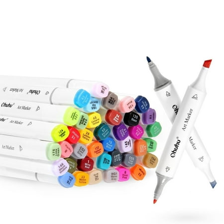 80 Colors Dual Tips Permanent Marker Pens, Ohuhu Art Markers Highlighters with Carrying Case for Drawing Sketching Adult
