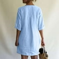 thumbnail image 4 of Vestido camisero de manga corta con cuello en V y botones para mujer: color liso, poliéster, informal/playa, tallas S-XXL, largo medio, 4 of 8