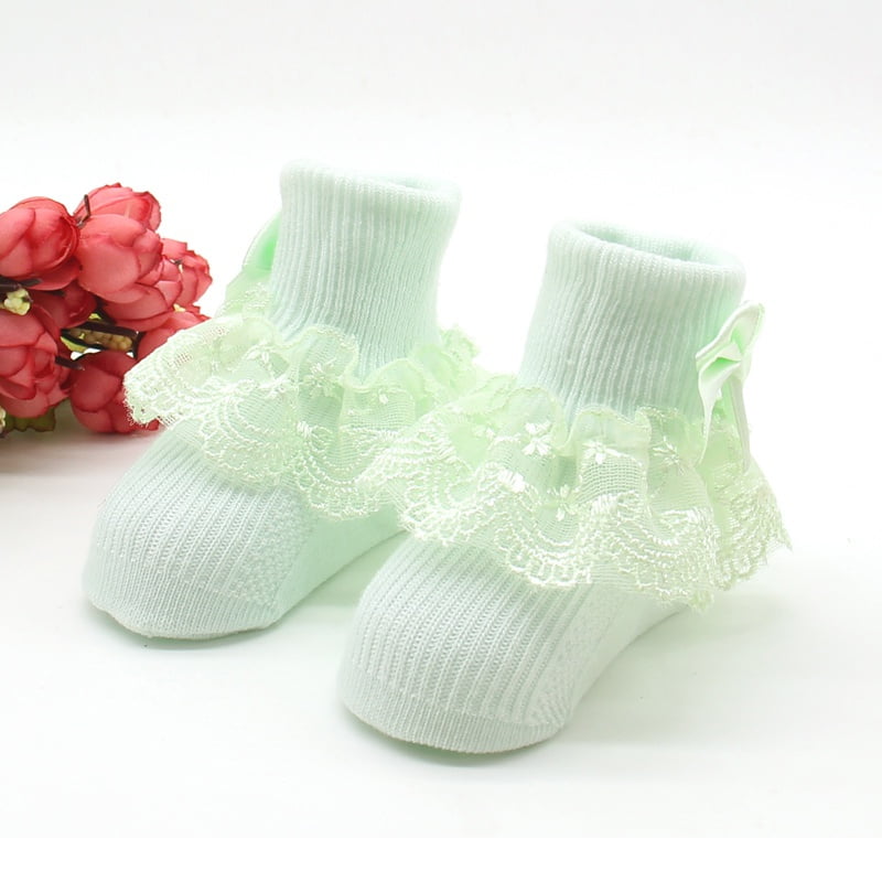 Baby and Toddler Girls Ankle Socks Newborn Eyelet Lace Trim TurnCuff