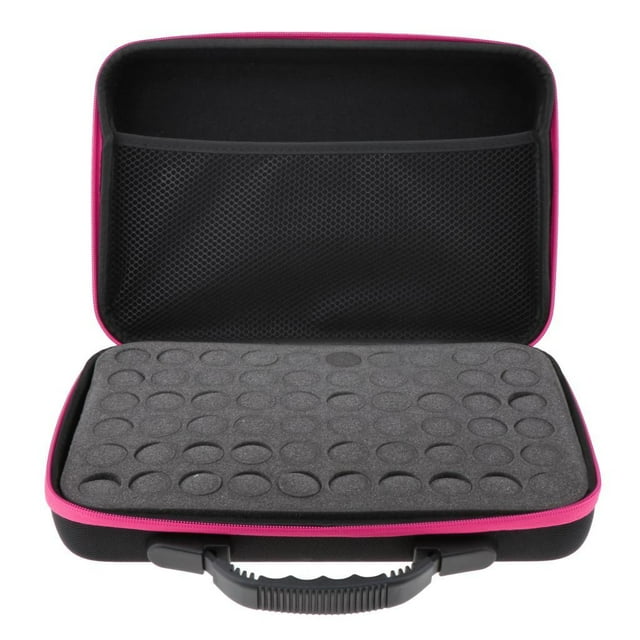 Milaget 60 Slot 5-15ml Essential Oil Carry Case Aromatherapy Oil Holder Storage Bag Pink