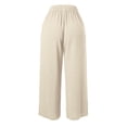 thumbnail image 3 of Ma Croix Womens Everyday Linen Pants Capri Casual Wide Leg Loose FIt High Waist Crop Trousers, 3 of 5