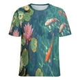 thumbnail image 5 of Lucky Koi Fish Lotus Leaf T Shirts Basic T-Shirt Short Sleeve Ladies Tee Shirt Summer Graphic Clothing, 5 of 6
