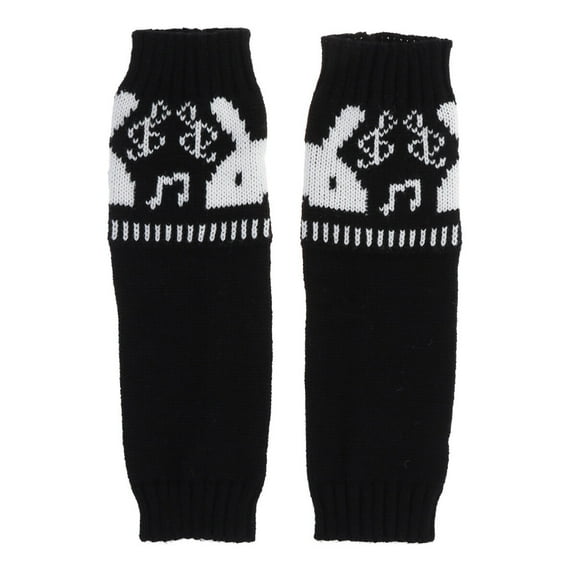 OATIPHO Arm Warmer Fingerless Glove with Rabbit Design for Keeping Warm Black