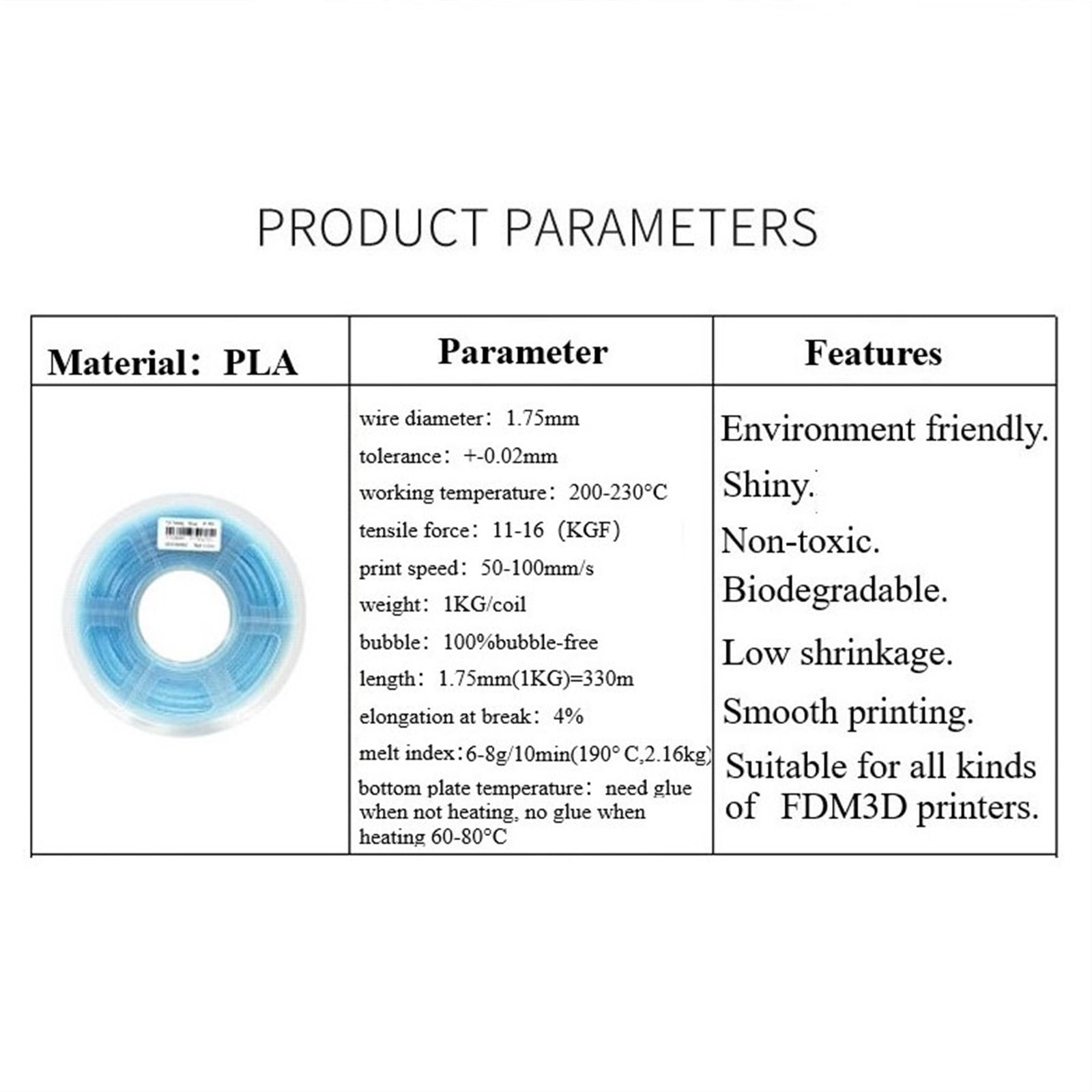 1KG Shiny Blue Filament for 3D Printer, Neatly Wound Silk-like PLA Coil, Diameter Tolerance +/-0.02mm, 1.75mm Wire Diameter