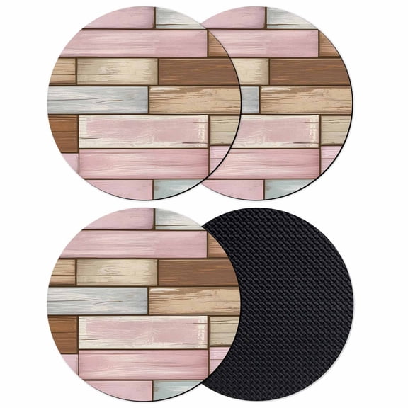 Pink Brown Vintage Coasters Set of 4, Absorbent Coasters for Drinks, Retro Farmhouse Elegant Pastoral Coaster for Desk Coffee Table Protection, Home Decor House Warming Gifts 4"