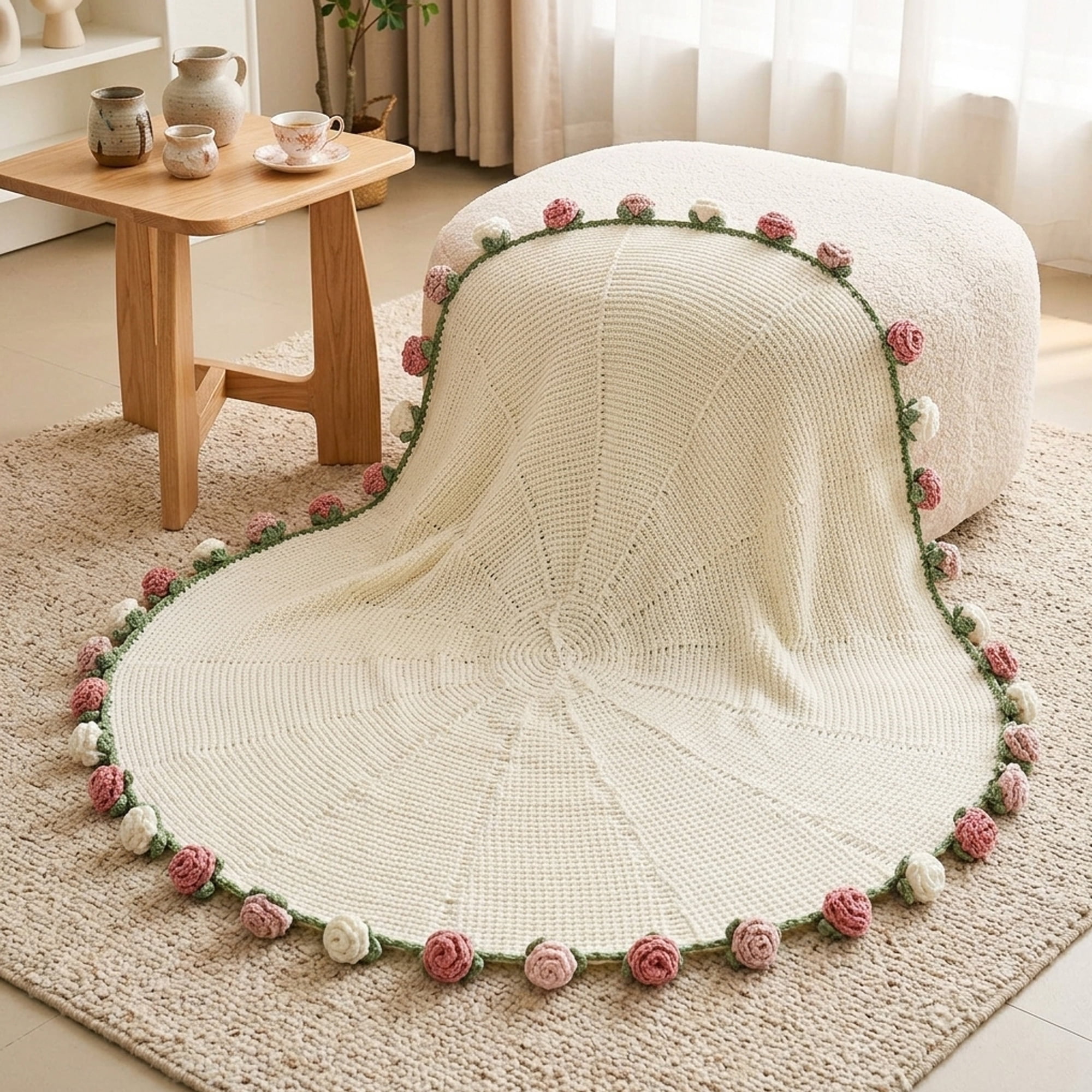 Hyindoor 38" Rose Flower Bouquet Blanket, Soft and Lightweight 3 Color Rose Knitted Throw Blankets Gifts for Birthday Wedding Mother's Day Valentine’s Day Christmas Home Decor