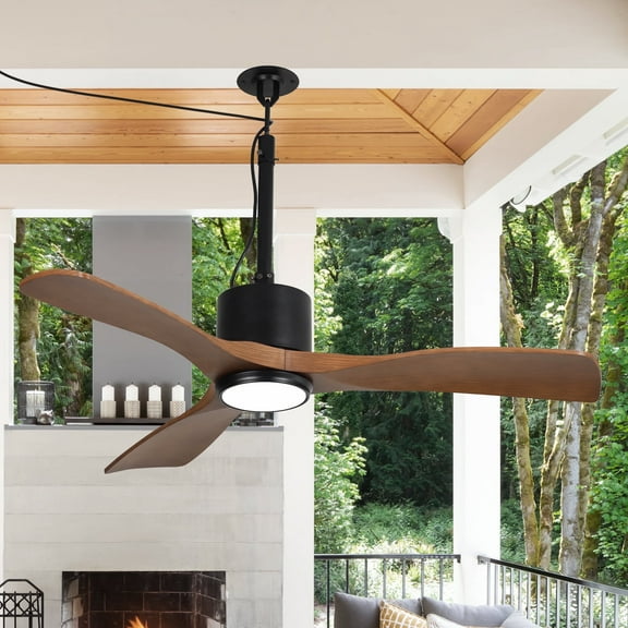 Parrot Uncle 42" Tranditional Plug-in Outdoor Ceiling Fan with Light and Remote, IP65 Outdoor Ceiling Fan for Patio