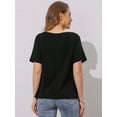 thumbnail image 4 of DARING DIVA Women's Cowl Neck Short Sleeve Casual Stretchy Blouse S Black, 4 of 6