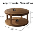 thumbnail image 2 of Round Solid Wood Coffee Table with Thickened Top, 2 Tier Coffee Table with Real Wood Beads, Circle Center Table for Small Space Living Room, Walnut Brown, 2 of 7