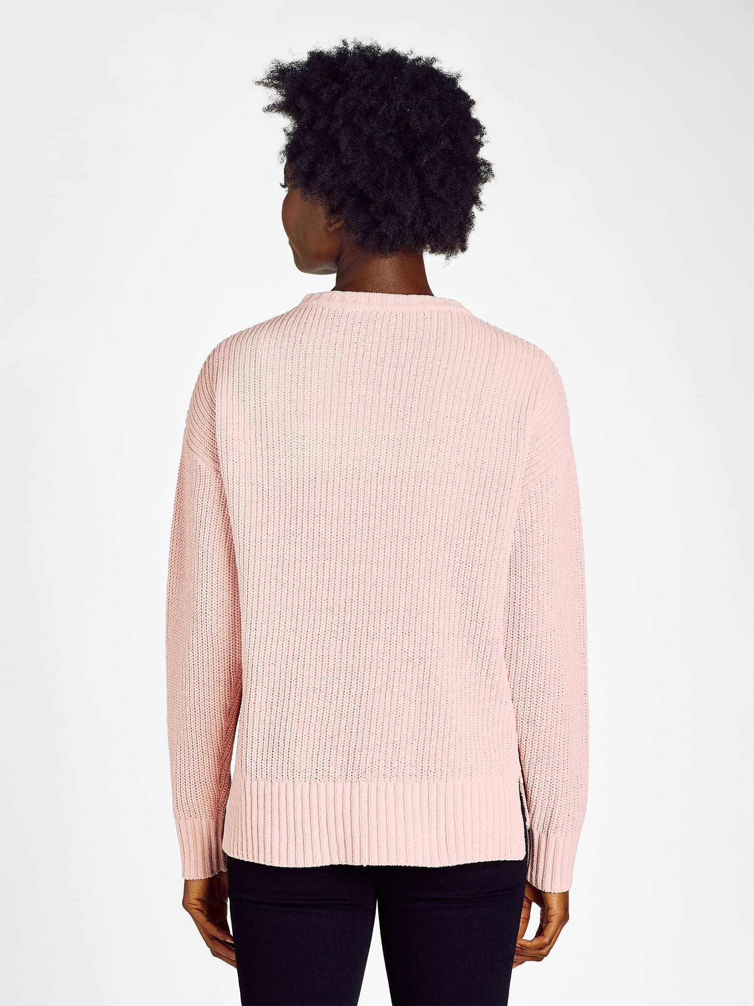 Time and Tru Women's Chenille Sweater with Long Sleeves, Midweight, Sizes XS-XXXL