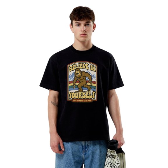 Believe In Yourself Bigfoot Sasquatch Cryptid Funny T-Shirt, for men & women, up to size 5XL