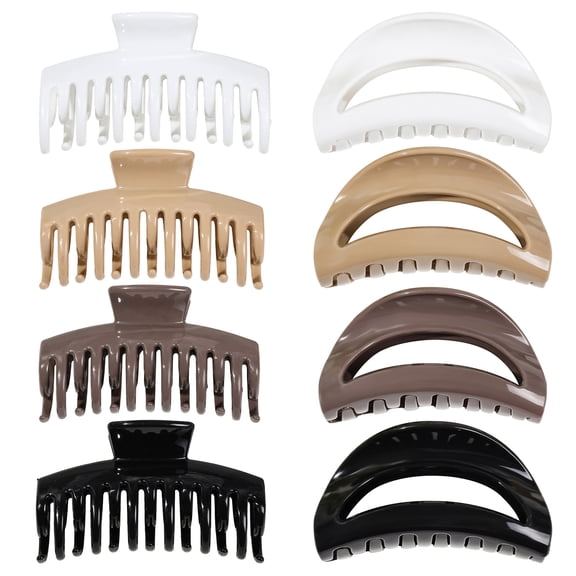 GIRACOA 8-Pack Cloud Claw Clips - Unbreakable Soft Silicone Hair Clips for Women with Thick Hair - 4 in Large Flexible Non-Slip Jaw Clips - Lightweight Anti-Breakage Hair Accessories