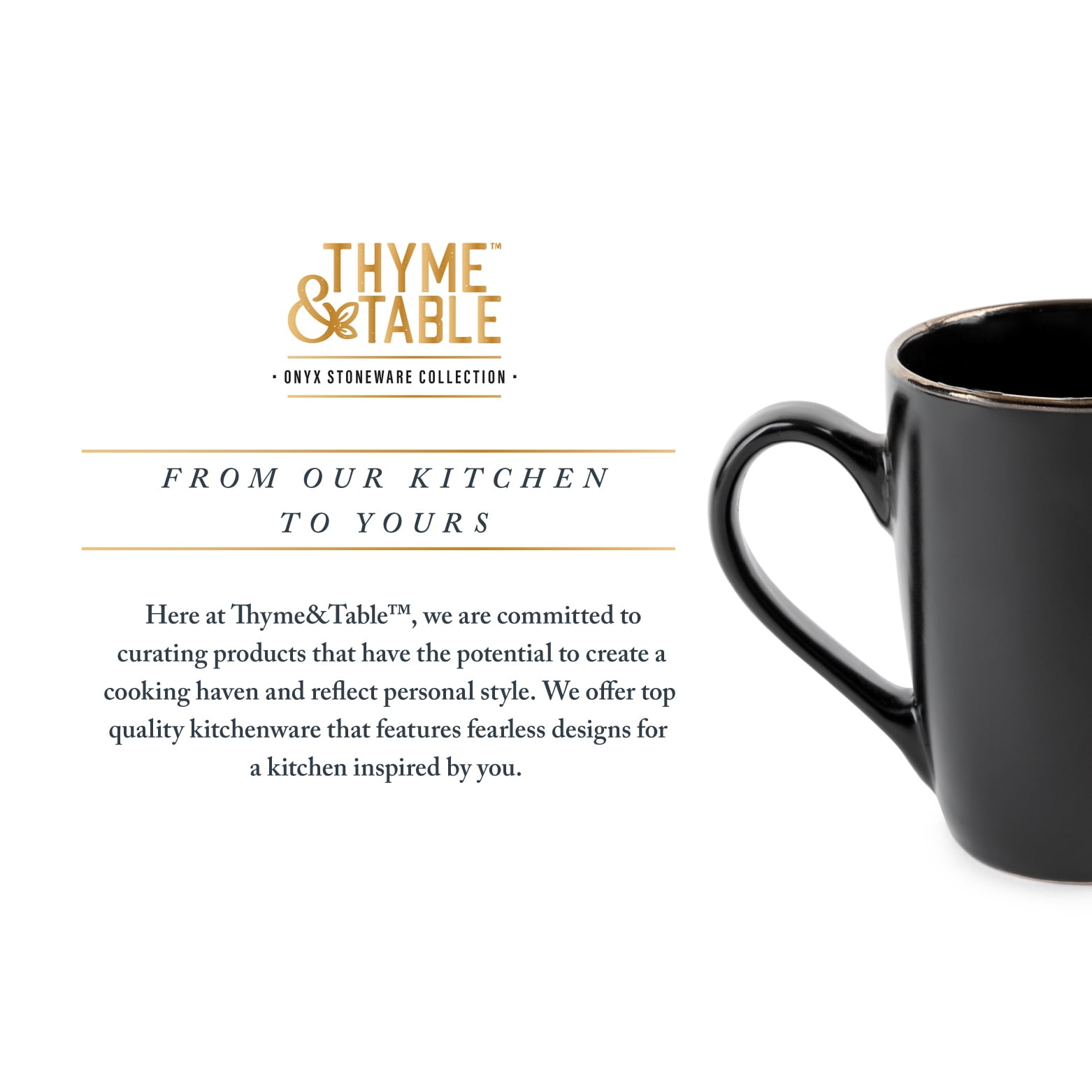 (2 pack) Thyme & Table Stoneware Mug 14oz, Black Onyx Collection