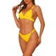 thumbnail image 4 of Conjuntos de bikini de triángulo de 2 piezas para mujer, con anillo, tirantes anchos ajustables, cierre en la espalda, trajes de baño acanalados, tamaño X-Small, color amarillo, 4 of 5