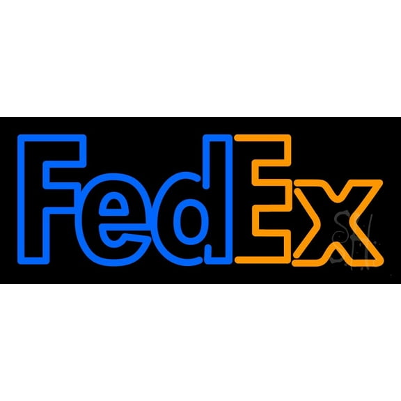 Fedex Logo LED Neon Sign 6 x 15 - inches, Black Square Cut Acrylic Backing, with Dimmer - Bright and Premium built indoor LED Neon Sign for Store interior and stroefront