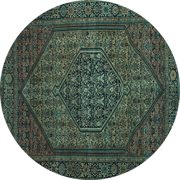 Ahgly Company Indoor Round Persian Light Blue Traditional Area Rugs, 4' Round