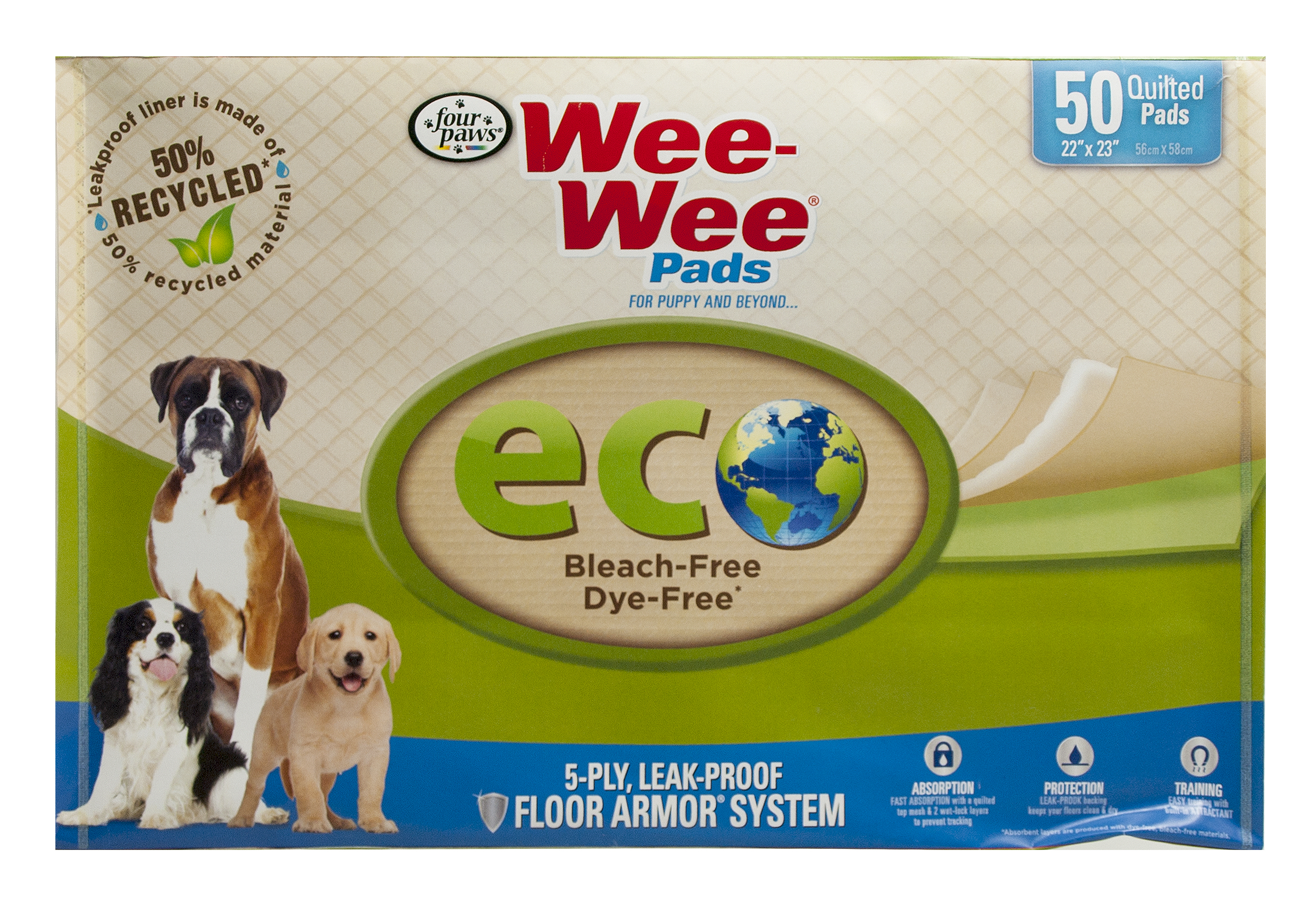 Four Paws WeeWee Puppy Pee Pads EcoFriendly 50 Count