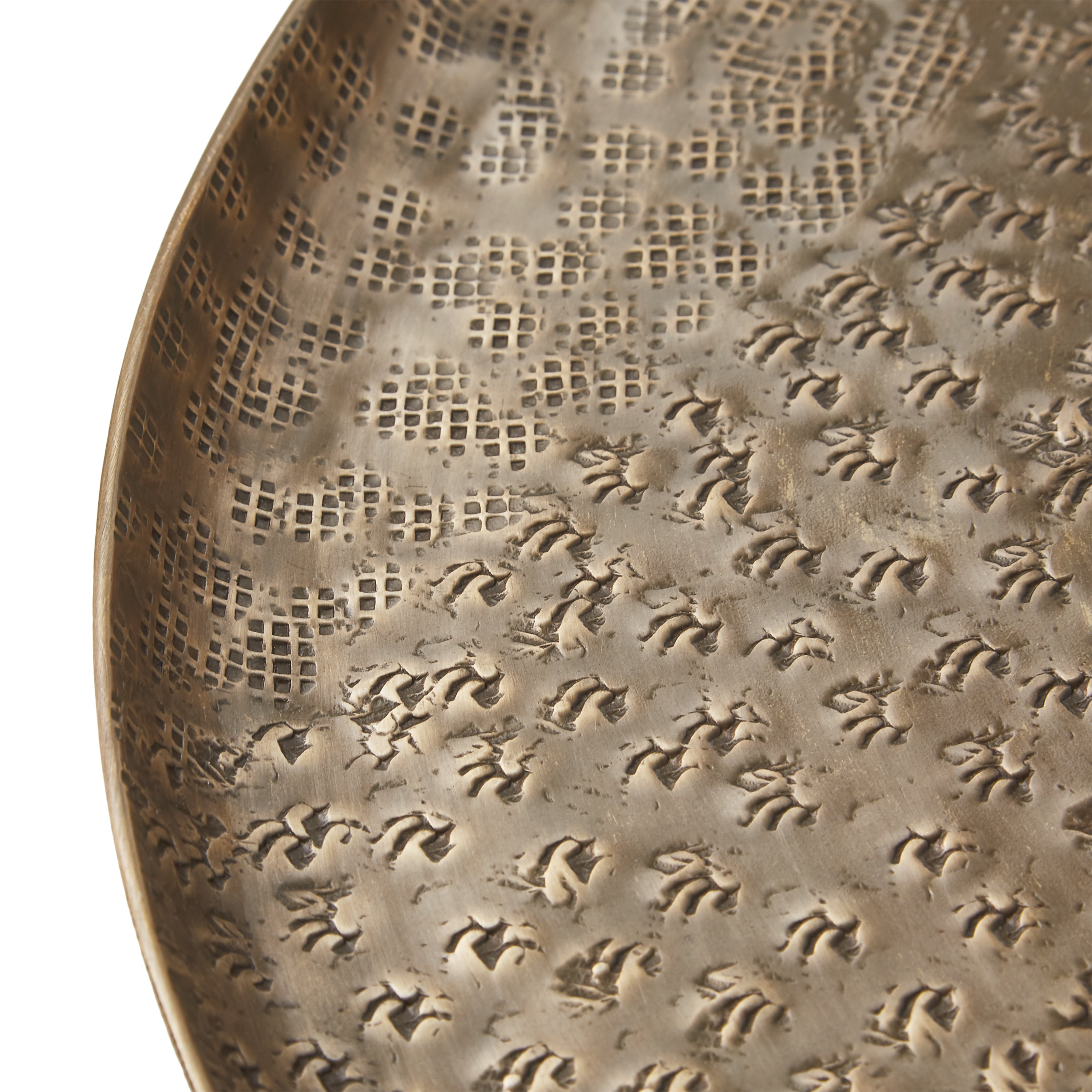 Better Homes & Gardens 16" Round Antique Brass Hammered Metal Tray by Dave & Jenny Marrs