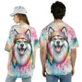 thumbnail image 5 of Hippie Siberian Husky Portrait Watercolor Tie-Dye Vintage Styles All Over Print 3D Baseball Shirt Husky Dog Lover Gifts Softball Sport - 00014, 5 of 6