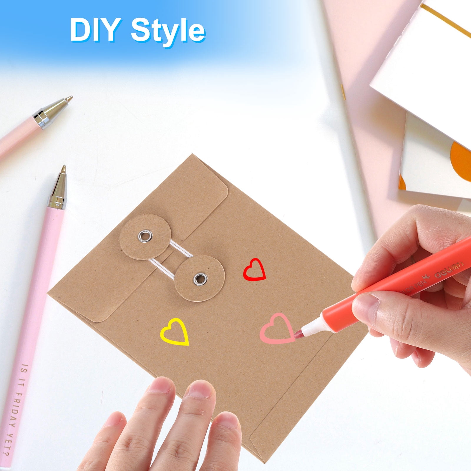 REGALWOVEN Kraft Paper Envelope with String Tie Closure Browwn A4