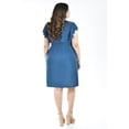 thumbnail image 3 of Vestido manga con volantes Roman Fashion /Tallas Extras, 8867-SO (Azul petroleo) azul petroleo 38, 3 of 6