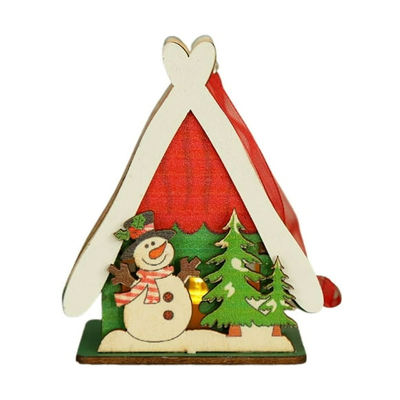 Christmas Wooden House Toys Colorful Wooden House Christmas Luminous Gifts Wooden House Decor