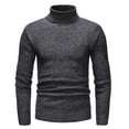 thumbnail image 1 of Fanxing 2025 Deals Men's Turtneck Pullover Sweaters Long Sleeve Solid Color Twisted Knit Sweater, 1 of 7