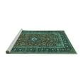 thumbnail image 2 of Ahgly Company Machine Washable Indoor Round Persian Turquoise Blue Traditional Area Rugs, 4' Round, 2 of 4