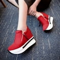 thumbnail image 5 of hopeusnice Women's Wedge Sneakers Zipper Hidden Heel Slip on Breathable Comfortable Shoes Walking Shoes Breathable Platform Wedge Sneakers Red 38, 5 of 9