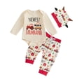 thumbnail image 4 of UAYOTSE Baby Boys Farm Theme Clothing Set Long Sleeve Bodysuit Printed Pants Cow Ear Hat Infant Daily Outfit Size 6-9 Months, 4 of 4