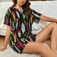 thumbnail image 4 of Balery Colorful Fishing Lures Conjunto de Pijama para Mujer con Estampado, Dos Piezas de Manga Corta y Shorts, Ropa de Dormir Suave con Cuello Redondo y Bolsillos-Small, 4 of 6