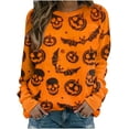 thumbnail image 1 of Sweatshirt d'Halloween pour Femmes Imprimé Citrouille et Chat Manches Longues Col Rond Graphique Pull Décontracté d'Automne, 1 of 5