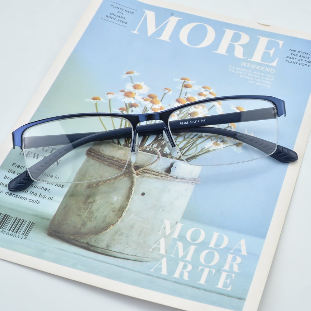 Men Transition Photochromic Reading Glasses Half Rimless Sunglasses