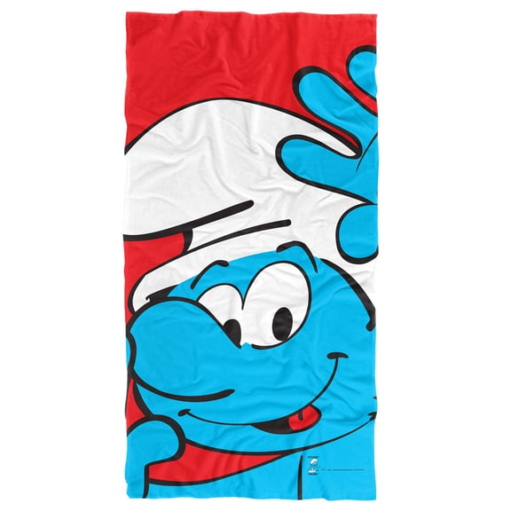 The Smurfs Beach Towel, 30'x60' Smurf Closeup Beach Towel