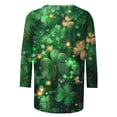 thumbnail image 4 of St. Patrick's Day Shirt for Women Vintage Shamrock Graphic T-Shirt 3/4 Sleeve Crewneck Loose Fit Festival Apparel Irish Clover Print Holiday Celebration Tops, 4 of 5